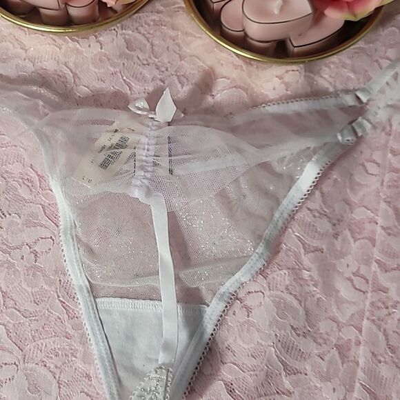 Beautiful (VICTORIA'S SECRET) Lace LavanderShiller Thong Panty NWT 1893 - Picture 6 of 6